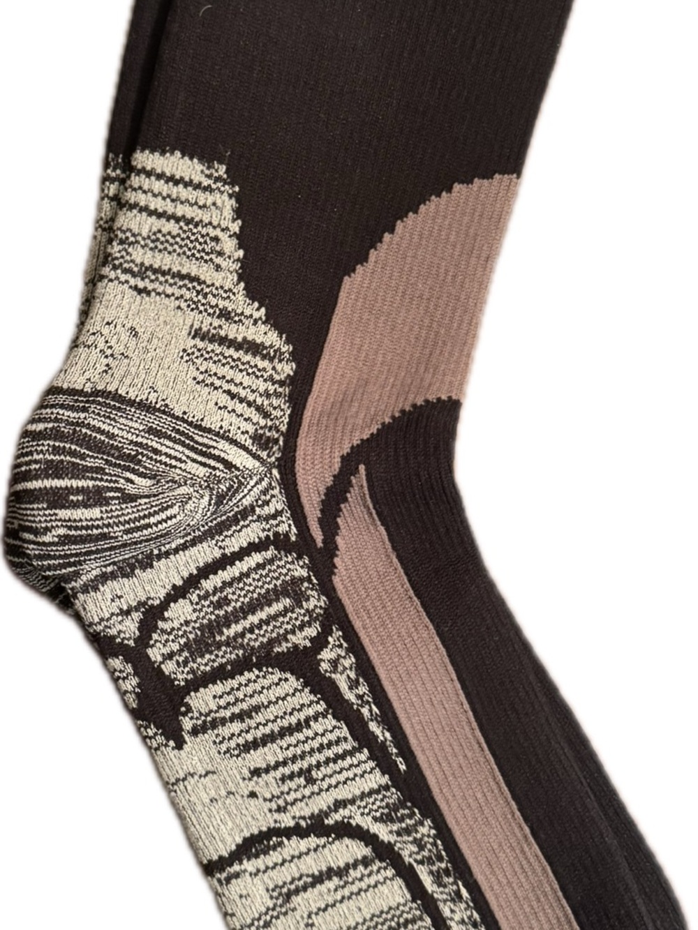 Randy Sun Waterproof Socks Black and Taupe Patterned Crew